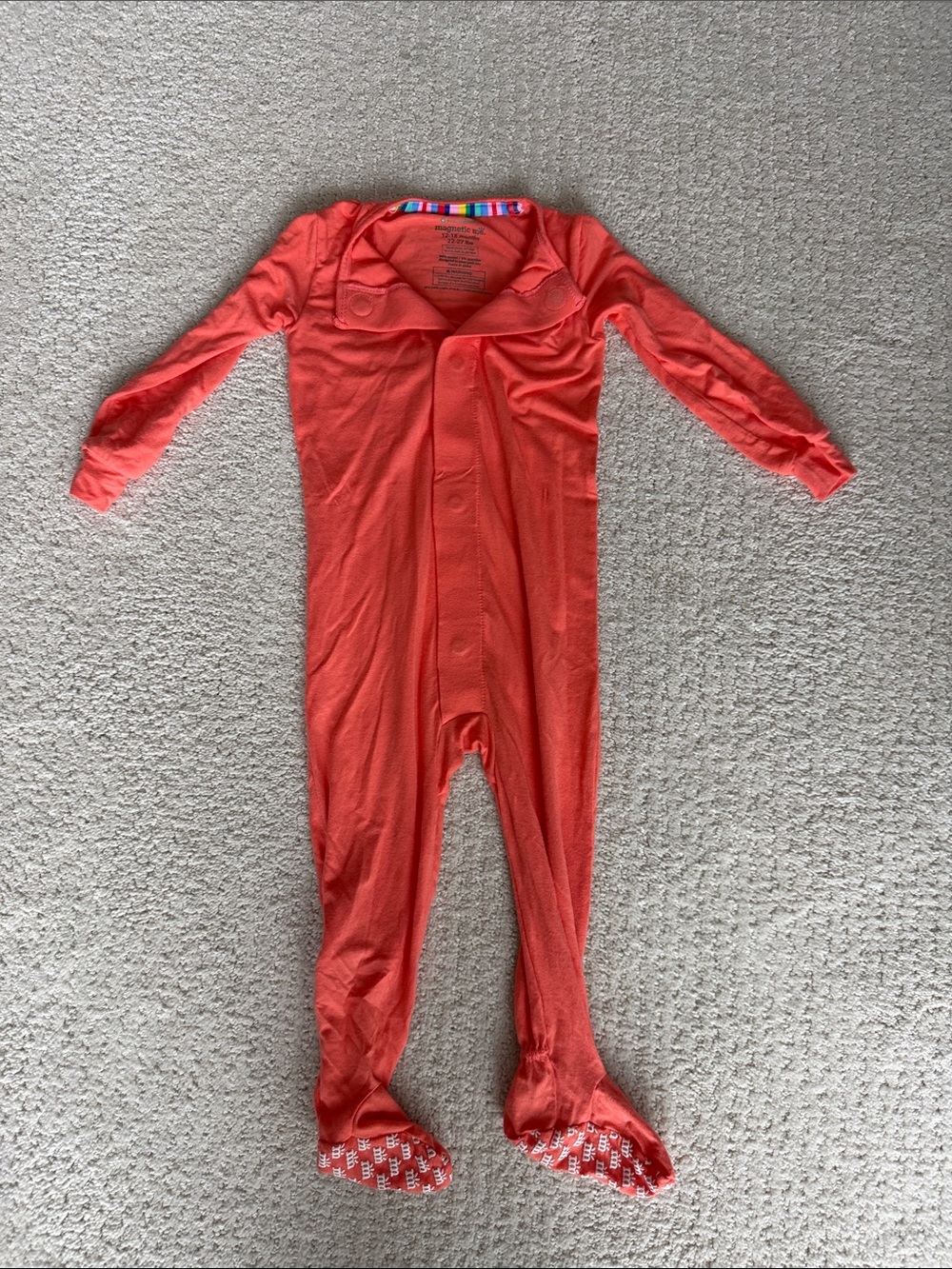 Magnetic Me Kids Coral One-Piece Footed Pajamas